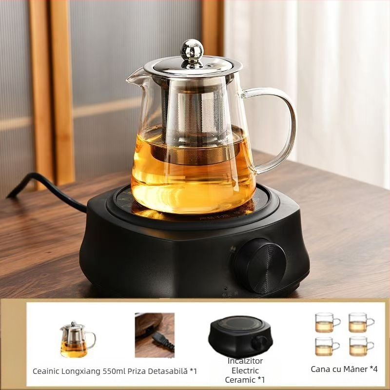 Ceainic din sticlă rezistent la temperaturi înalte, filtru de ceai, ceainic, separare apă, ceainic, set de ceai, potrivit pentru cuptor, ceainic de fierbere cu aragaz electric din ceramică