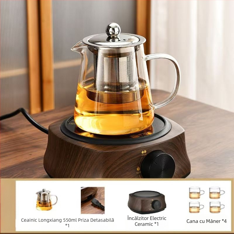 Ceainic din sticlă rezistent la temperaturi înalte, filtru de ceai, ceainic, separare apă, ceainic, set de ceai, potrivit pentru cuptor, ceainic de fierbere cu aragaz electric din ceramică