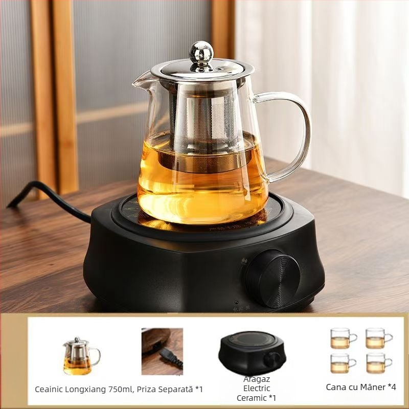 Ceainic din sticlă rezistent la temperaturi înalte, filtru de ceai, ceainic, separare apă, ceainic, set de ceai, potrivit pentru cuptor, ceainic de fierbere cu aragaz electric din ceramică