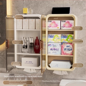 Cutie de depozitare a șervețelelor igienice pentru toaletă, pentru spălarea feței și desen, hârtie de depozitare a prosoapelor, impermeabilă, dulap mic de perete pentru baie, cutie de hârtie igienică cu artefacte