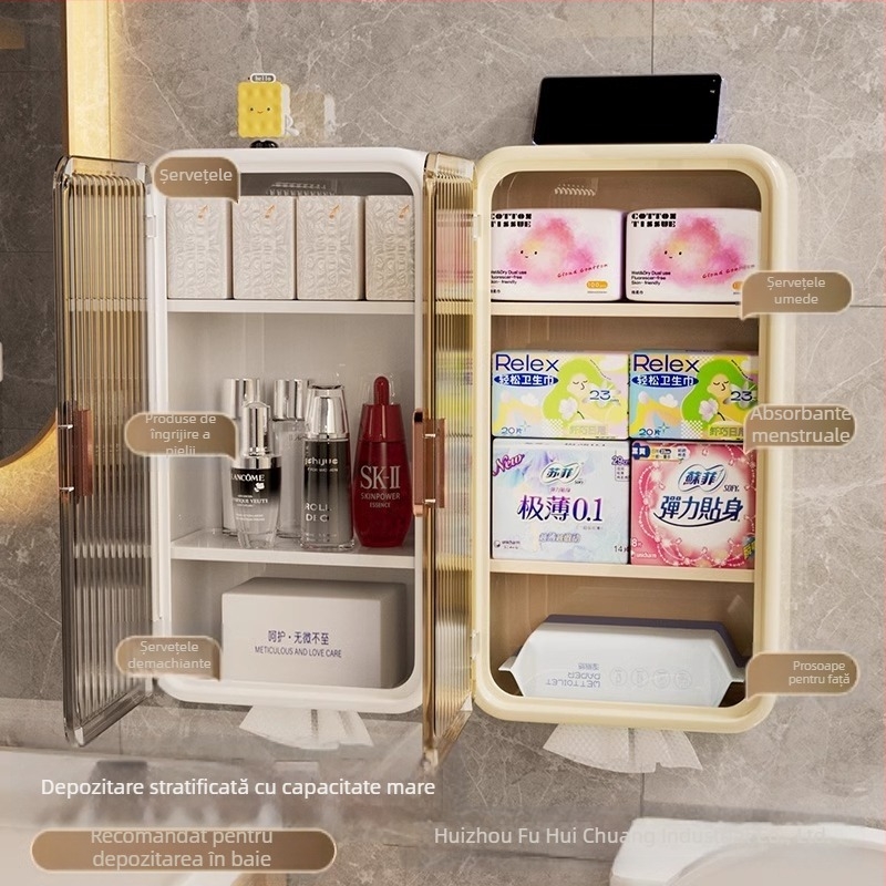 Cutie de depozitare a șervețelelor igienice pentru toaletă, pentru spălarea feței și desen, hârtie de depozitare a prosoapelor, impermeabilă, dulap mic de perete pentru baie, cutie de hârtie igienică cu artefacte