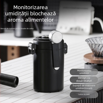 Produs nou 304, rezervor de depozitare cu tun din oțel alimentar, rezervor sigilat pentru boabe de cafea, rezervor de depozitare cu dublu strat, rezervor de evacuare unidirecțional, rezervor de depozitare cu două straturi, calitate alimentară