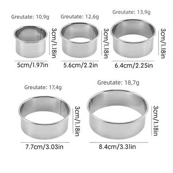 Piele de găluște din oțel inoxidabil, mucegai din trei piese, piele de găluște de bucătărie, dimensiuni mari și medii, tăietură circulară dentară din oțel inoxidabil