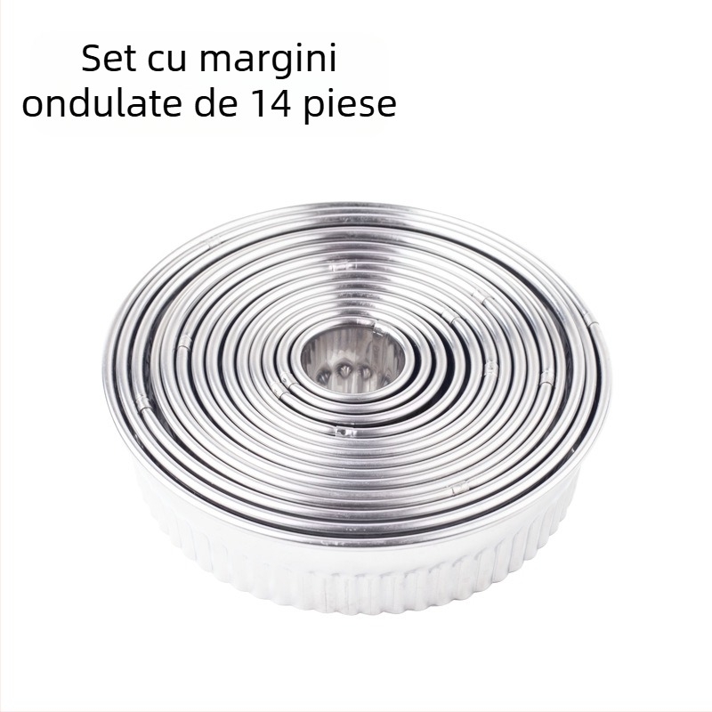 Piele de găluște din oțel inoxidabil, mucegai din trei piese, piele de găluște de bucătărie, dimensiuni mari și medii, tăietură circulară dentară din oțel inoxidabil