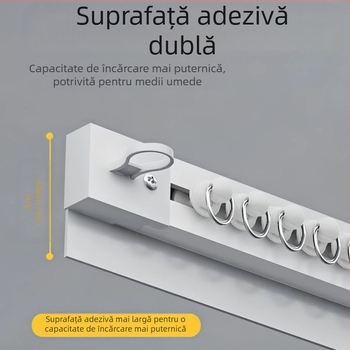 Șină glisantă autoadezivă perforată neperforată pentru fereastră tip bow-window, pentru perdea de balcon, montată lateral, silențioasă, lărgită, cu șină de ghidare, tip cârlig, pentru accesorii