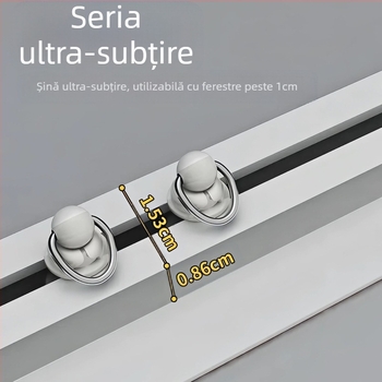 Șină glisantă autoadezivă perforată neperforată pentru fereastră tip bow-window, pentru perdea de balcon, montată lateral, silențioasă, lărgită, cu șină de ghidare, tip cârlig, pentru accesorii