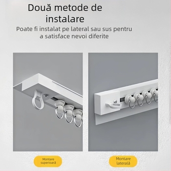 Șină glisantă autoadezivă perforată neperforată pentru fereastră tip bow-window, pentru perdea de balcon, montată lateral, silențioasă, lărgită, cu șină de ghidare, tip cârlig, pentru accesorii