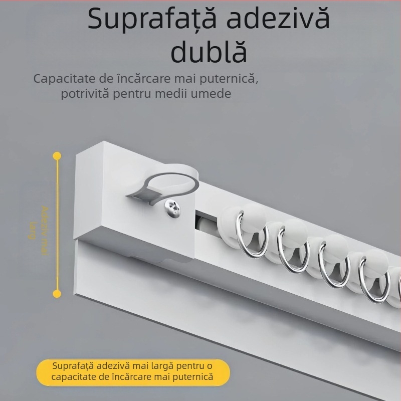 Șină glisantă autoadezivă perforată neperforată pentru fereastră tip bow-window, pentru perdea de balcon, montată lateral, silențioasă, lărgită, cu șină de ghidare, tip cârlig, pentru accesorii