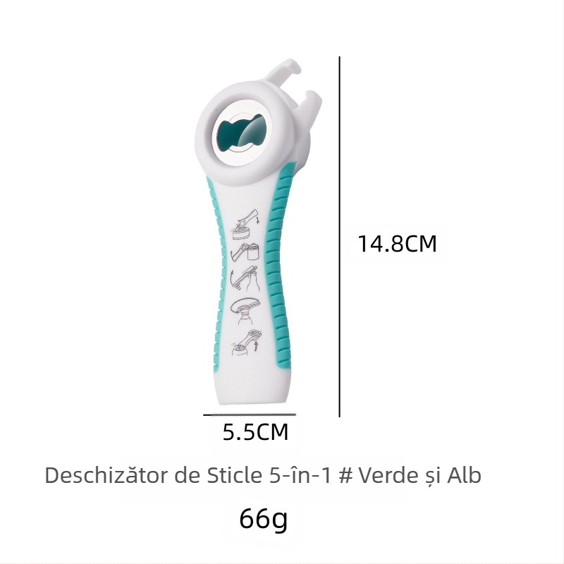 Deschizător de conserve multifuncțional cinci în unu, en-gros transfrontalier, potrivit pentru uz casnic, manual, antiderapant, deschizător de capace, deschizător de sticle, economisitor de forță de muncă