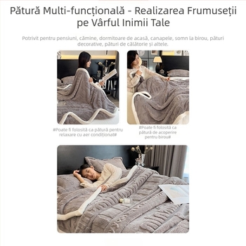 Pătură confortabilă din bumbac catifea, îngroșată, catifea corală, iarna, pătură de somn, birou, aer condiționat, pătură, acoperire, lapte catifea, pătură pentru canapea