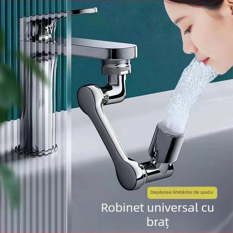 Braț mecanic universal pentru robinet, duză rezistentă la stropire, cu bule, prelungitor prelungit, braț mecanic rotativ la 1080 °