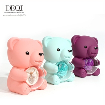 Deqi New Tanabata Ziua Îndrăgostiților îmbrățișând ursuleț rotativ floare eternă cutie cadou inel colier cutie de bijuterii ambalaj bijuterii