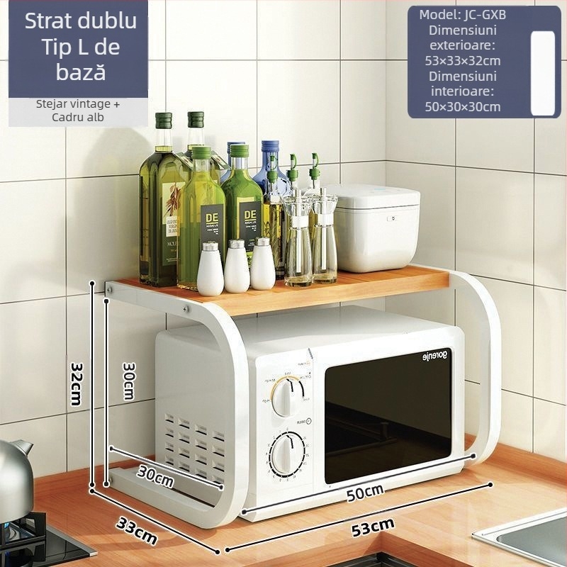 Bucătărie cuptor cu microunde depozitare rack blat multifuncțional depozitare rack multi-strat cuptor cu microunde condimente borcan orez aragaz depozitare rack
