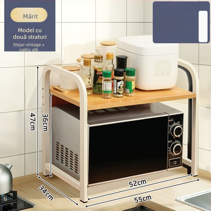 Bucătărie cuptor cu microunde depozitare rack blat multifuncțional depozitare rack multi-strat cuptor cu microunde condimente borcan orez aragaz depozitare rack