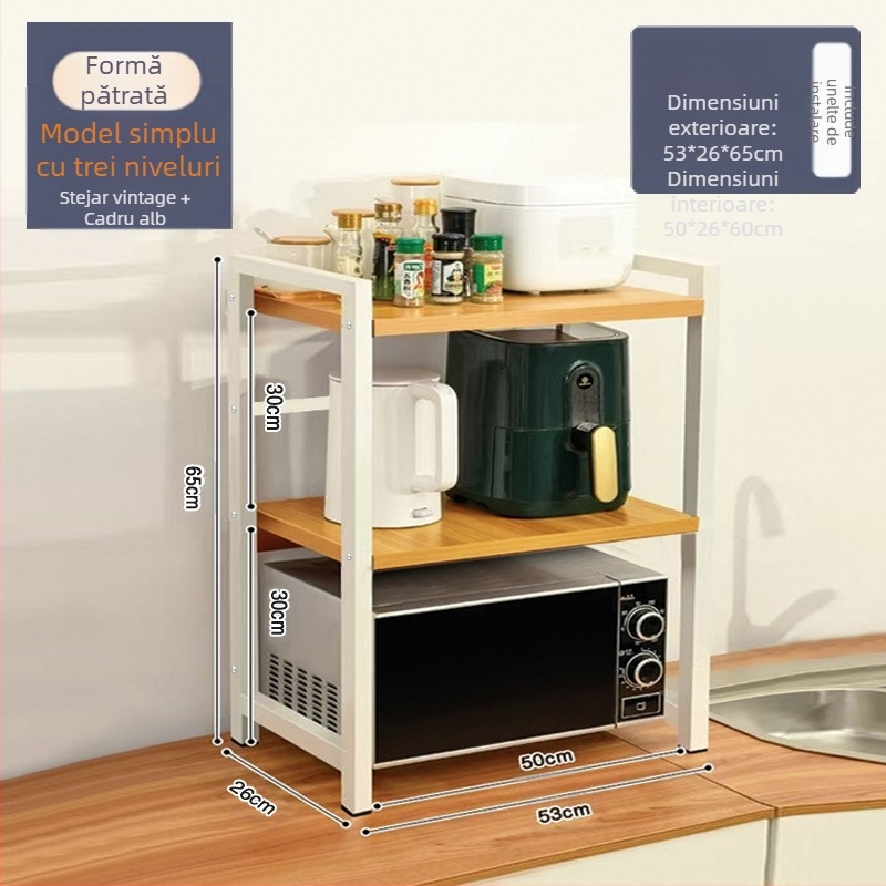 Bucătărie cuptor cu microunde depozitare rack blat multifuncțional depozitare rack multi-strat cuptor cu microunde condimente borcan orez aragaz depozitare rack
