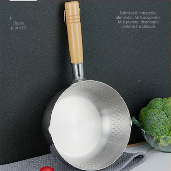 Tigaie de zăpadă din oțel inoxidabil în stil japonez, oală mică de lapte de uz casnic, supliment alimentar, oală antiaderentă, oală pentru supă de tăiței, oală instant cu tăiței, aragaz cu inducție, oală mică