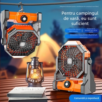 Ventilator reîncărcabil în stil camping în aer liber, pescuit, cort mic în stil camping, dormitor, refrigerare, încărcare USB, baterie cu durată lungă de viață