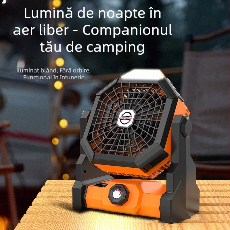Ventilator reîncărcabil în stil camping în aer liber, pescuit, cort mic în stil camping, dormitor, refrigerare, încărcare USB, baterie cu durată lungă de viață