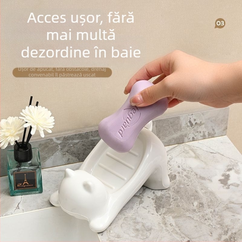 Cutie de săpun Meow Mi specială transfrontalieră, cutie de săpun creativă de uz casnic, cu înclinare, scurgere a apei fără apă, valoare ridicată a culorii, cutie de săpun drăguță