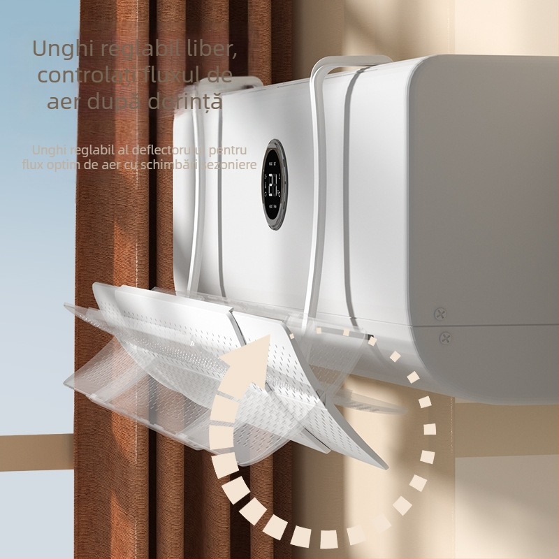 Deflector de vânt retractabil pentru aparat de aer condiționat, fără instalare, perdea de vânt pentru aparat de aer condiționat montată pe perete, deflector universal anti-vânt montat pe perete