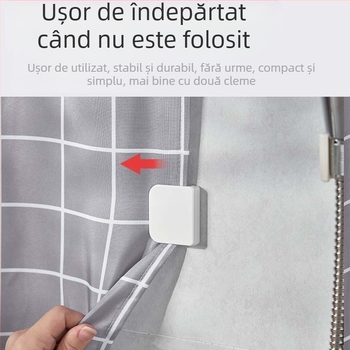 Clemă japoneză pentru perdea de duș pentru baie, rezistentă la vânt, rezistentă la stropire, clemă fixă, cataramă de perete pentru duș, cârlig pentru perdea