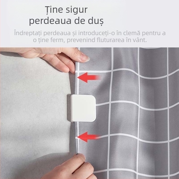 Clemă japoneză pentru perdea de duș pentru baie, rezistentă la vânt, rezistentă la stropire, clemă fixă, cataramă de perete pentru duș, cârlig pentru perdea