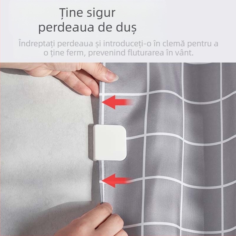 Clemă japoneză pentru perdea de duș pentru baie, rezistentă la vânt, rezistentă la stropire, clemă fixă, cataramă de perete pentru duș, cârlig pentru perdea