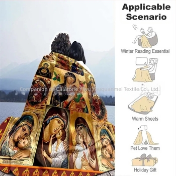 Pătură caldă din fleece Amazon Halloween Crăciun Mary Jesus Pătură din fleece Imprimare digitală en-gros