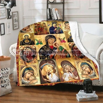 Pătură caldă din fleece Amazon Halloween Crăciun Mary Jesus Pătură din fleece Imprimare digitală en-gros