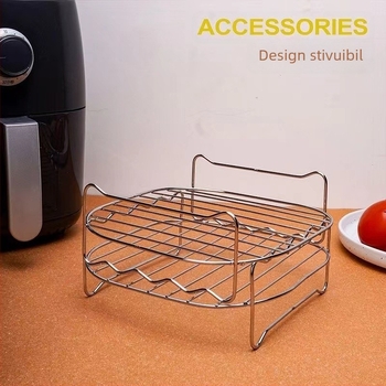 Friteuză de aer pătrat grill din oțel inoxidabil de uz casnic electric friteuză multifuncțională grill dublu strat friteuză de aer raft