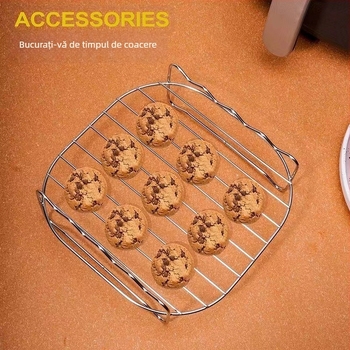 Friteuză de aer pătrat grill din oțel inoxidabil de uz casnic electric friteuză multifuncțională grill dublu strat friteuză de aer raft