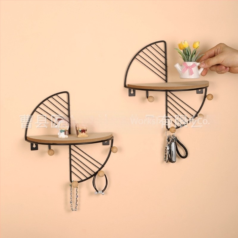 Stil nordic fier forjat în formă de evantai raft de depozitare acasă living dormitor studiu sufragerie perete decorare cârlig