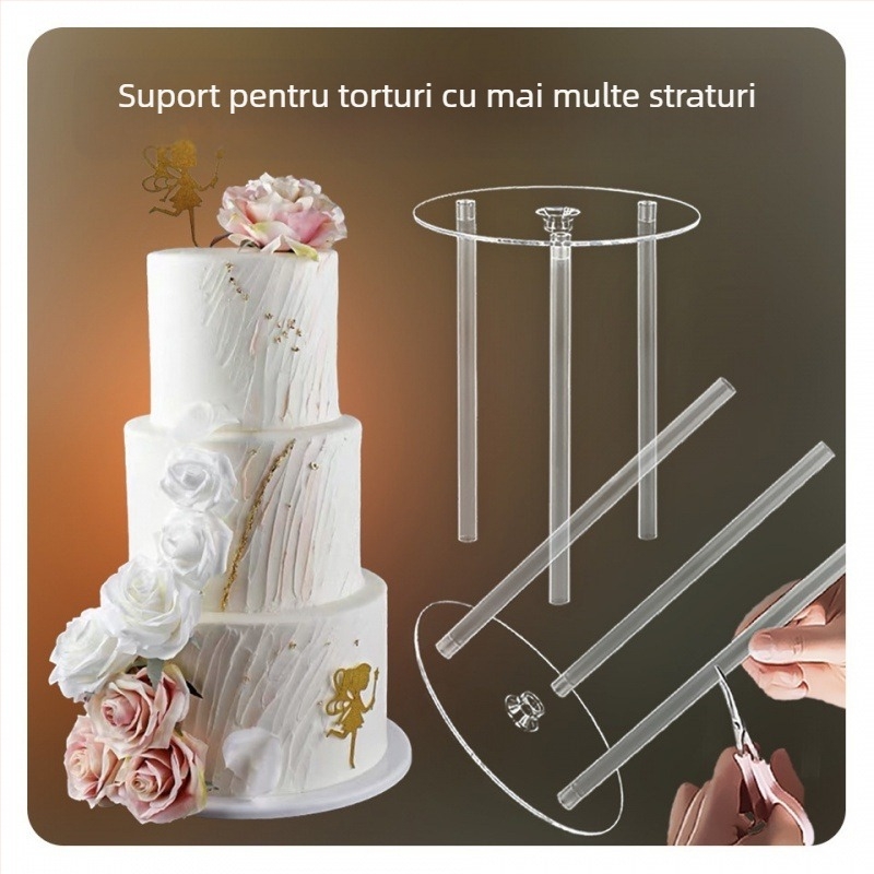 Suport pentru stivuire tort, garnitură multistrat pentru stivuire, 4 inch, 6 inch, 8 inch, 10 inch, cadru de susținere transparent, suspendat nealiniat