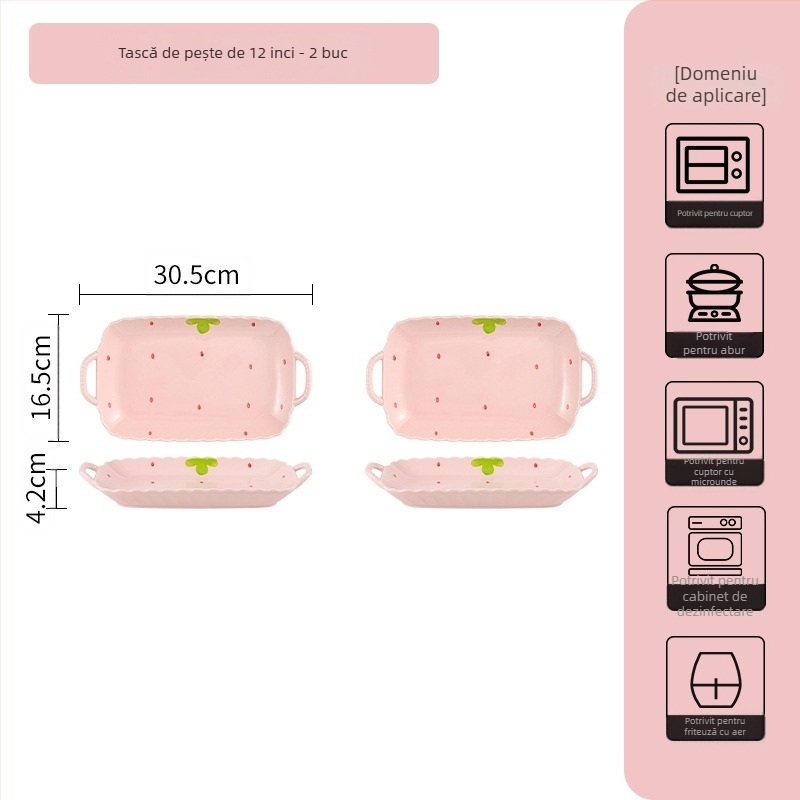 Costum de vase cu căpșuni, costum de tacâmuri drăguț de uz casnic, costum creativ de mare valoare, farfurie cu orez, bol, costum