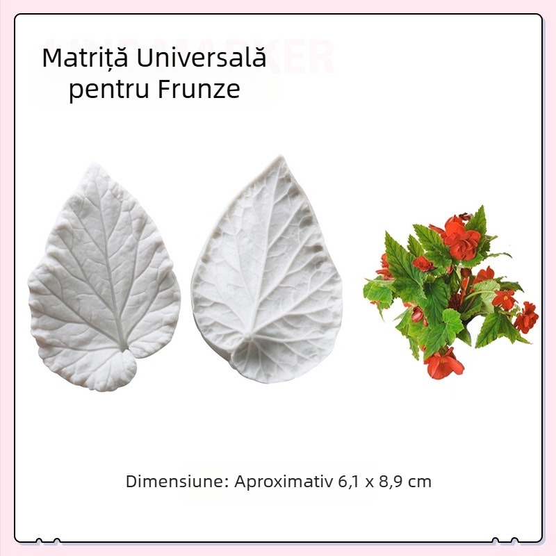 Begonia frunze față-verso silicon mucegai presare lut mucegai cereale cotitură zahăr floare begonia frunze mucegai cereale