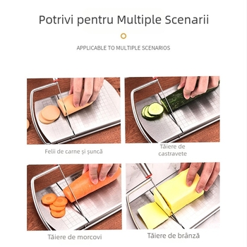 Feliator de brânză din oțel inoxidabil, în stoc, cu cântar pentru uz în bucătărie, divizor de brânză și unt, instrument de copt pentru tăierea în bucăți