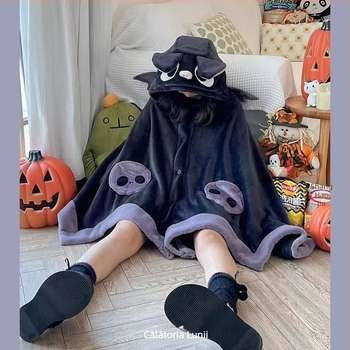 Luna Wonderful Journey Little Bat Pătură cu Aer Condiționat din Fleece Coral Pijamale de Prânz Șal Pelerină Cămașă de Noapte cu Capăt Drăguț