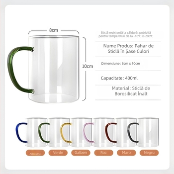 Cana din sticlă borosilicată cu mâner pentru oaspeți, rezistentă la temperaturi ridicate, cană de băut rezistentă la căldură, potrivită pentru femei, ceașcă de ceai verde