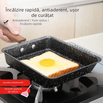 Tigaie mică antiaderentă pătrată Yuzi în stil japonez, cu ou gros, Maifanite, prăjit, ou prăjit, tigaie plată pentru micul dejun, de uz casnic