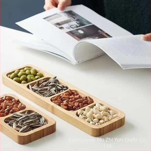 Farfurie japoneză din lemn pentru fructe uscate, cutie pentru gustări, magazin de condimente, farfurie pentru înmuiere, bambus, compartimentată pentru gustări, cutie pentru fructe uscate, ornamente