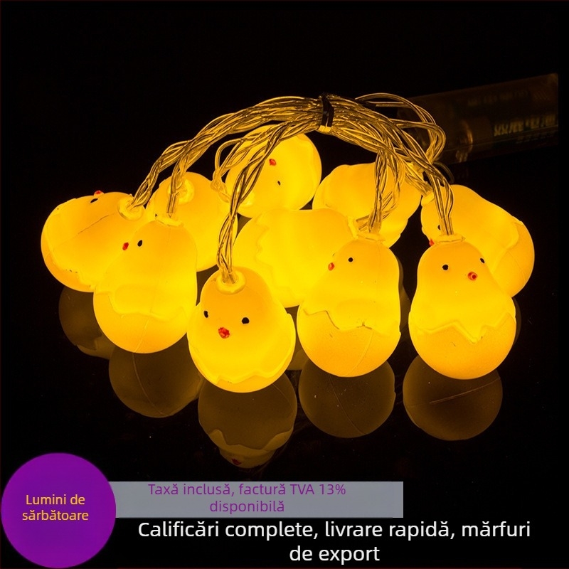 Cel mai tare felinar de Paște de la Amazon, cu formă de pui, cu rață, pentru decorarea camerei copiilor, cu lumină intermitentă de sărbători