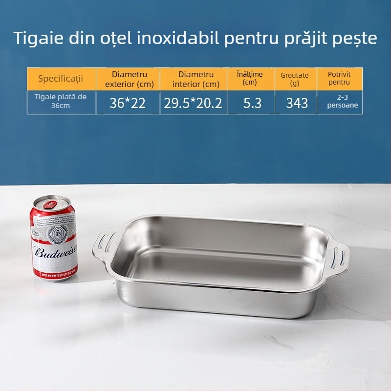 Tavă din oțel inoxidabil, placă dreptunghiulară comercială, BBQ, pește la grătar, placă de fier de uz casnic, capac de dimensiuni mari, bazin, placă de copt extra mare