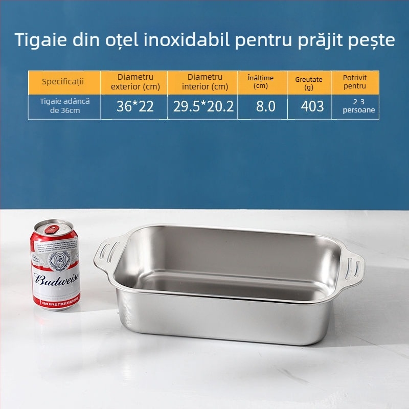 Tavă din oțel inoxidabil, placă dreptunghiulară comercială, BBQ, pește la grătar, placă de fier de uz casnic, capac de dimensiuni mari, bazin, placă de copt extra mare