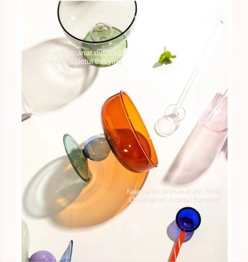 Bol de desert din sticlă colorată, en-gros, pentru uz casnic, farfurie cu fructe, bol de salată cu înghețată