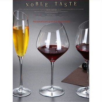 Pahar de vin roșu înclinat, cristal creativ, Burgundy, Bordeaux, set de pahare înalte de șampanie, gata pentru vânzare cu ridicata, stil simplu