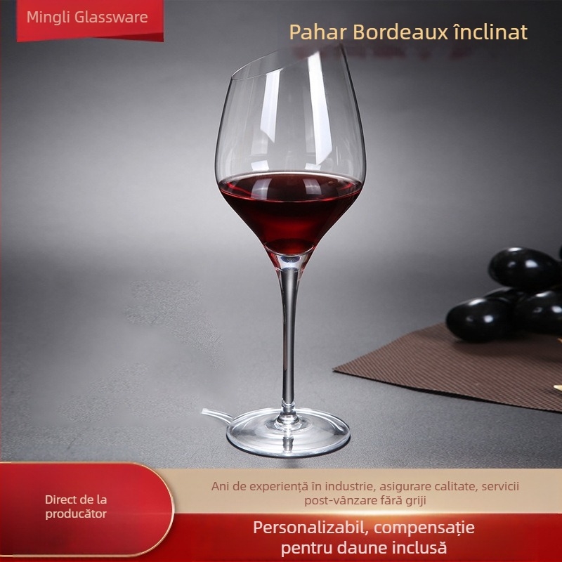 Pahar de vin roșu înclinat, cristal creativ, Burgundy, Bordeaux, set de pahare înalte de șampanie, gata pentru vânzare cu ridicata, stil simplu