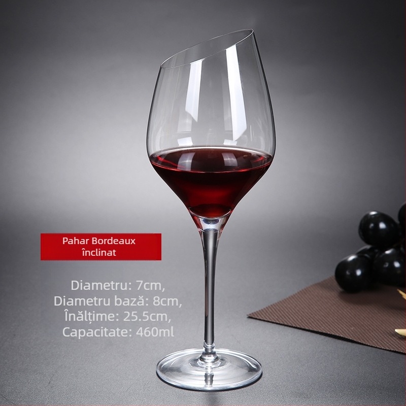 Pahar de vin roșu înclinat, cristal creativ, Burgundy, Bordeaux, set de pahare înalte de șampanie, gata pentru vânzare cu ridicata, stil simplu
