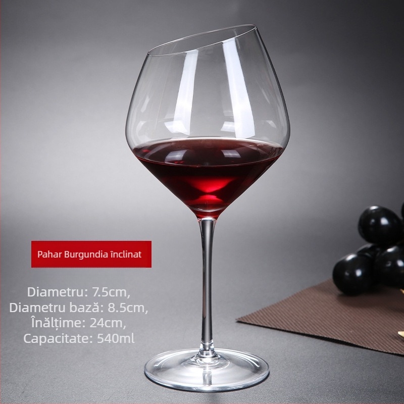 Pahar de vin roșu înclinat, cristal creativ, Burgundy, Bordeaux, set de pahare înalte de șampanie, gata pentru vânzare cu ridicata, stil simplu