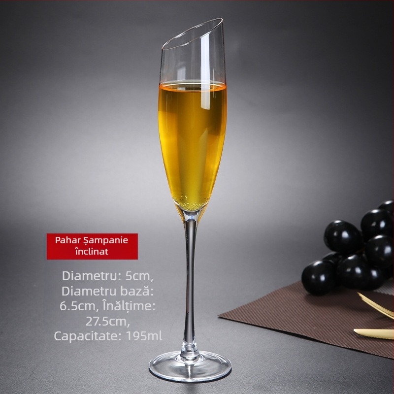 Pahar de vin roșu înclinat, cristal creativ, Burgundy, Bordeaux, set de pahare înalte de șampanie, gata pentru vânzare cu ridicata, stil simplu