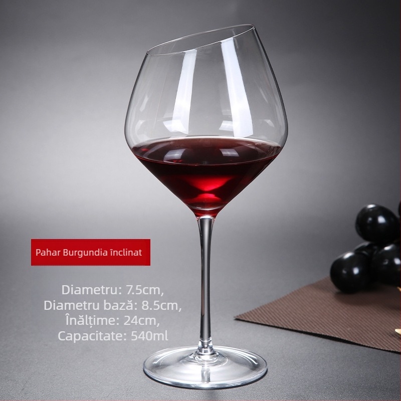 Pahar de vin roșu înclinat, cristal creativ, Burgundy, Bordeaux, set de pahare înalte de șampanie, gata pentru vânzare cu ridicata, stil simplu